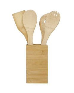 Bamboo 4-piece Kitchen Tool Set and Canister