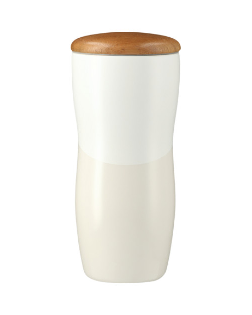 Reno Double Wall Ceramic Tumbler w/Wood Lid 10oz Reno Double Wall Ceramic Tumbler w/Wood Lid 10oz