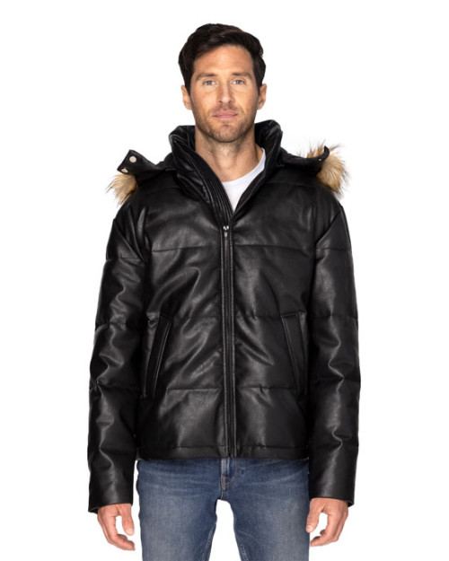 Veste matelassée en cuir végétalien unisexe Veste matelassée en cuir végétalien unisexe