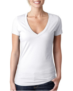 Ladies' CVC Deep V-Neck T-Shirt