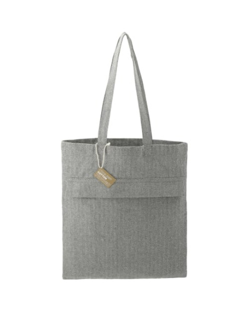 Recycled Cotton Herringbone Tote w/Zip Pocket Recycled Cotton Herringbone Tote w/Zip Pocket