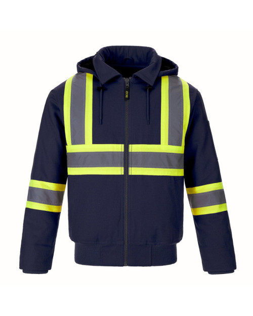 L01290 - International - Men's Hi-Vis Cotton Canvas Bomber Jacket with Sherpa Lining