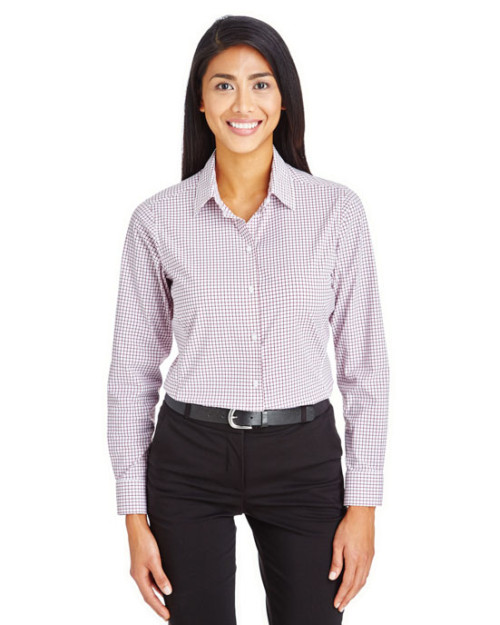 CrownLux Performance™ Ladies' Micro Windowpane Shirt CrownLux Performance™ Ladies' Micro Windowpane Shirt