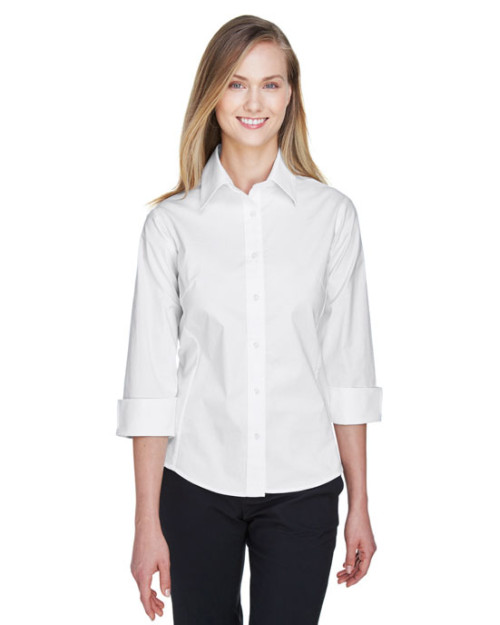 Chemise pour femme en popeline extensible et manches trois quarts de Devon & Jones Chemise pour femme en popeline extensible et manches trois quarts de Devon & Jones