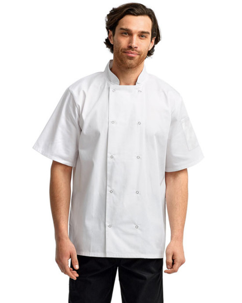 Unisex Studded Front Short-Sleeve Chef's Jacket Unisex Studded Front Short-Sleeve Chef's Jacket
