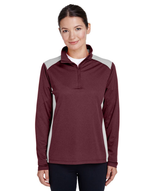 Chandail performance pour femme avec glissière mi-hauteur Excel de Team 365MC en interlock à motif mélangé Chandail performance pour femme avec glissière mi-hauteur Excel de Team 365MC en interlock à motif mélangé
